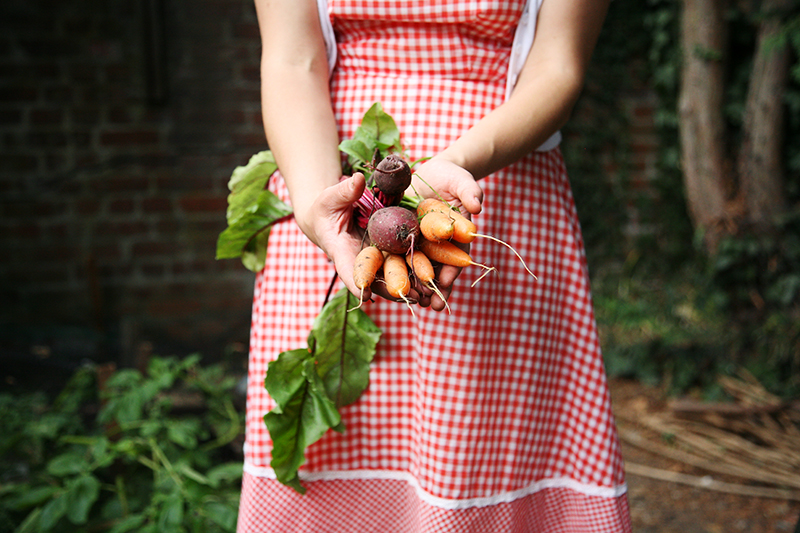 Rachel de Thample, food writer, grows her own Christmas dinner in an urban garden. <br />UNITED KINGDOM, London | 2011